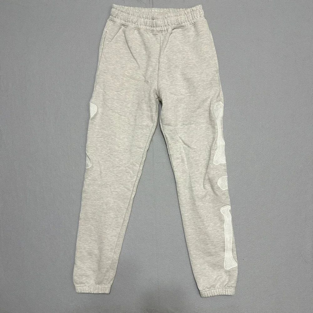MNML Skeleton Bone Sweatpants Heather Grey Fleece Joggers Embroidered Mens Small
